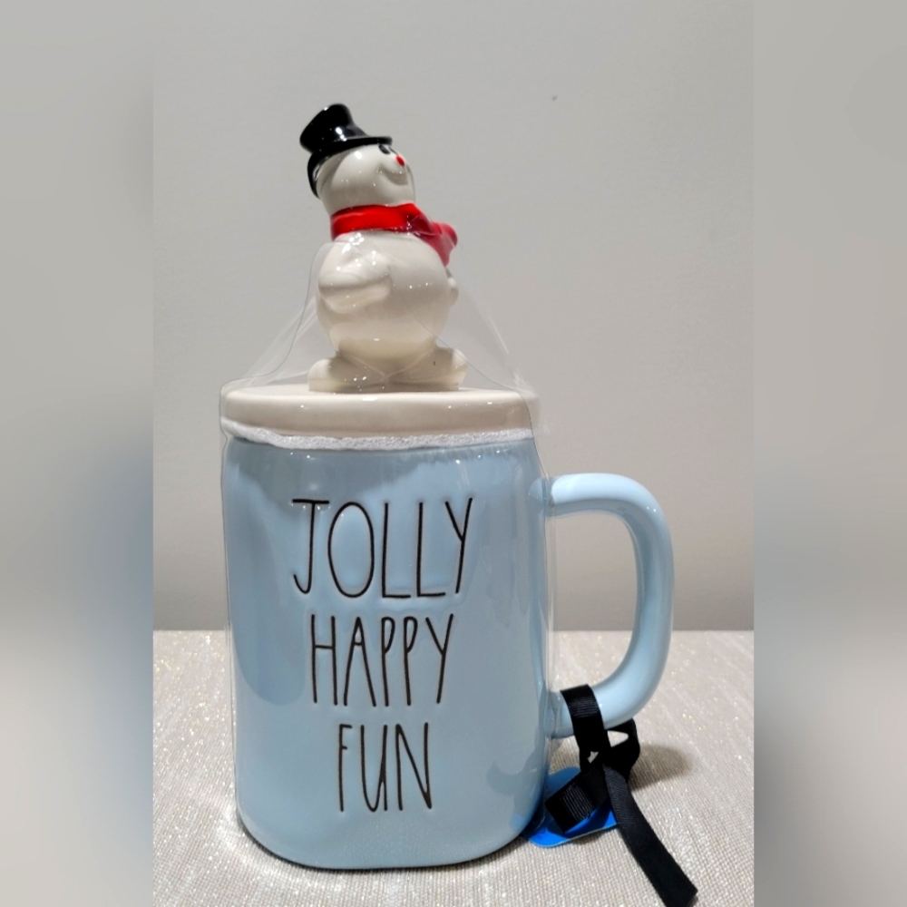 Rae Dunn Jolly Happy Fun Frosty The Snow Man Mug topper